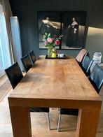 6 leren eetkamerstoelen, Huis en Inrichting, Stoelen, Ophalen, Gebruikt, Zwart, Leer