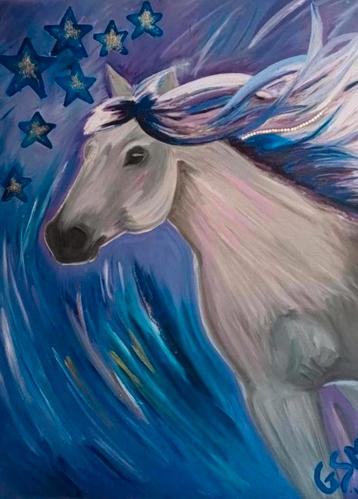 Verf schilderij paard door kunstenaarGeertruida Sophia Maria beschikbaar voor biedingen