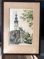Schilderij stadsgezicht Veere op het stadhuis., Antiek en Kunst, Ophalen