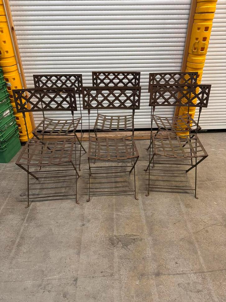 Smeedijzeren Tuinstoelen Set (8 stuks), Tuin en Terras, Tuinstoelen, Gebruikt, Metaal, Ophalen
