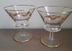cocktailglas met afbeelding 2 hanen, Antiek en Kunst, Antiek | Glas en Kristal, Ophalen of Verzenden