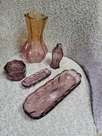 Antieke Glazen setje vaas klein vaasje 2 schaaltjes potje, Antiek en Kunst, Ophalen of Verzenden