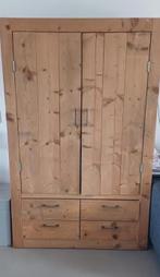 Massief Steigerhouten Kledingkast, Huis en Inrichting, Kasten | Kledingkasten, Ophalen, Gebruikt, 100 tot 150 cm, Met lade(s)