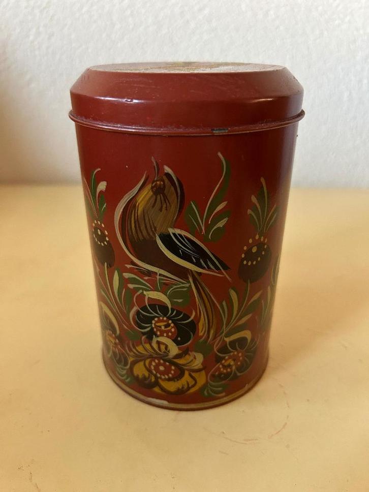 Handbeschilderd in Hindeloopen blik, Verzamelen, Blikken, Gebruikt, Overige, Overige merken, Ophalen of Verzenden