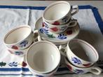 Boerenbont thee kopjes met schotels, Ophalen of Verzenden, Zo goed als nieuw, Kop(pen) en/of Schotel(s), Aardewerk