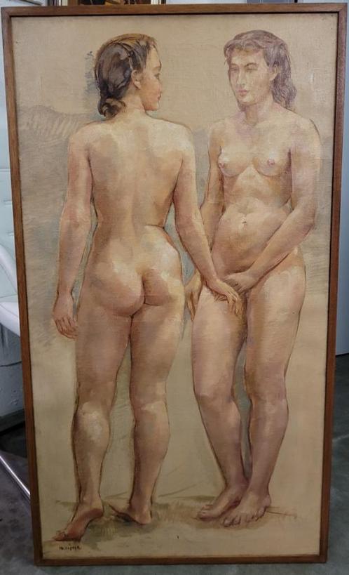 Marcel HASTIR, naakt koppel, Antiek en Kunst, Kunst | Schilderijen | Klassiek, Ophalen
