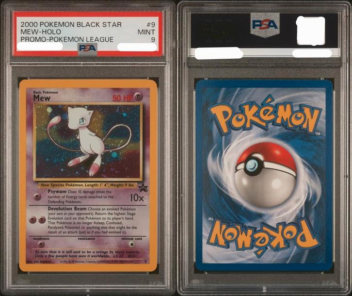 PSA 9 - Mew Holo #9 (2000 Pokemon Black Star Promo Pokemon), Hobby en Vrije tijd, Verzamelkaartspellen | Pokémon, Zo goed als nieuw