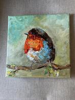 Roodborstje ~ kleintje kunst ~ vogel schilderij ~ atelier, Ophalen of Verzenden, Nieuw, Schilderij, Minder dan 50 cm