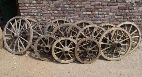 oude karrewielen karrad houten wielen voor kar paardenkar, Antiek en Kunst, Curiosa en Brocante, Ophalen