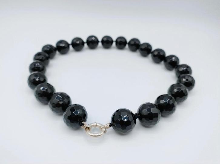 Gitten ketting met zilveren slot, 46,5 cm, Sieraden, Tassen en Uiterlijk, Kettingen, Gebruikt, Zilver, Zilver, Verzenden