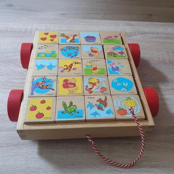 Houten Winnie de Poeh Blokkenkar jaren 50 beschikbaar voor biedingen