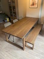 MÖRBYLÅNGA Ikea eettafel + bankje + 3 olijfgroene stoelen, Huis en Inrichting, Ophalen, 200 cm of meer, 50 tot 100 cm, Zo goed als nieuw