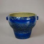 Mid Century bloempot, fruitschaal, kom. Pruisisch blauw, Ophalen of Verzenden