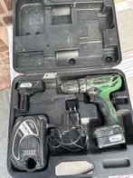 Accu Schroeftol Hitachi met Oplader & Koffer, Gebruikt, Variabele snelheid, Ophalen of Verzenden, Boor- en Schroefmachine