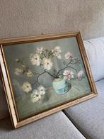 Antiek/Vintage schilderij oude lijst met glas ‘magnolia’, Ophalen