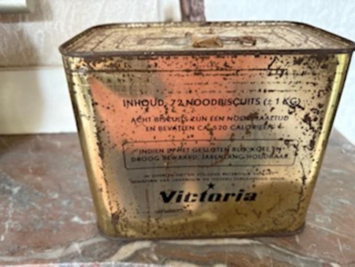 vintage noodbiscuits blik Victoria, Verzamelen, Blikken, Gebruikt, Overige, Ophalen of Verzenden
