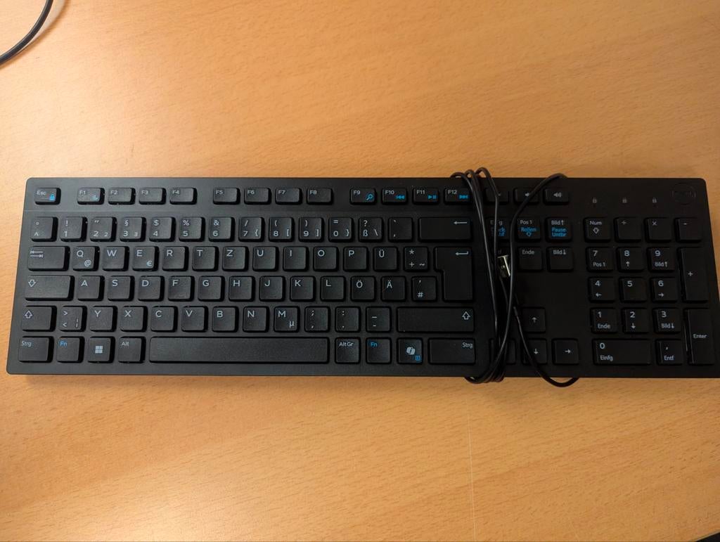 Dell Zwart bedraad toetsenbord - Qwertz (Duits!), Computers en Software, Toetsenborden, Multimediatoetsen, Nieuw, Ophalen of Verzenden