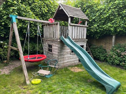 Speelhuis met glijbaan en schommels, Kinderen en Baby's, Speelgoed | Buiten | Speeltoestellen, Gebruikt, Schommel, Ophalen