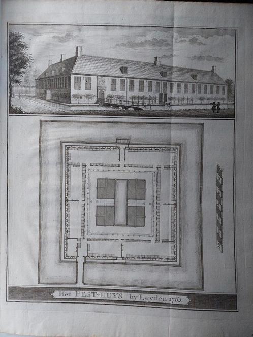 11 / Het Pest-huys  Leyden - Leiden Gravure uit 1762, Antiek en Kunst, Kunst | Etsen en Gravures, Ophalen of Verzenden