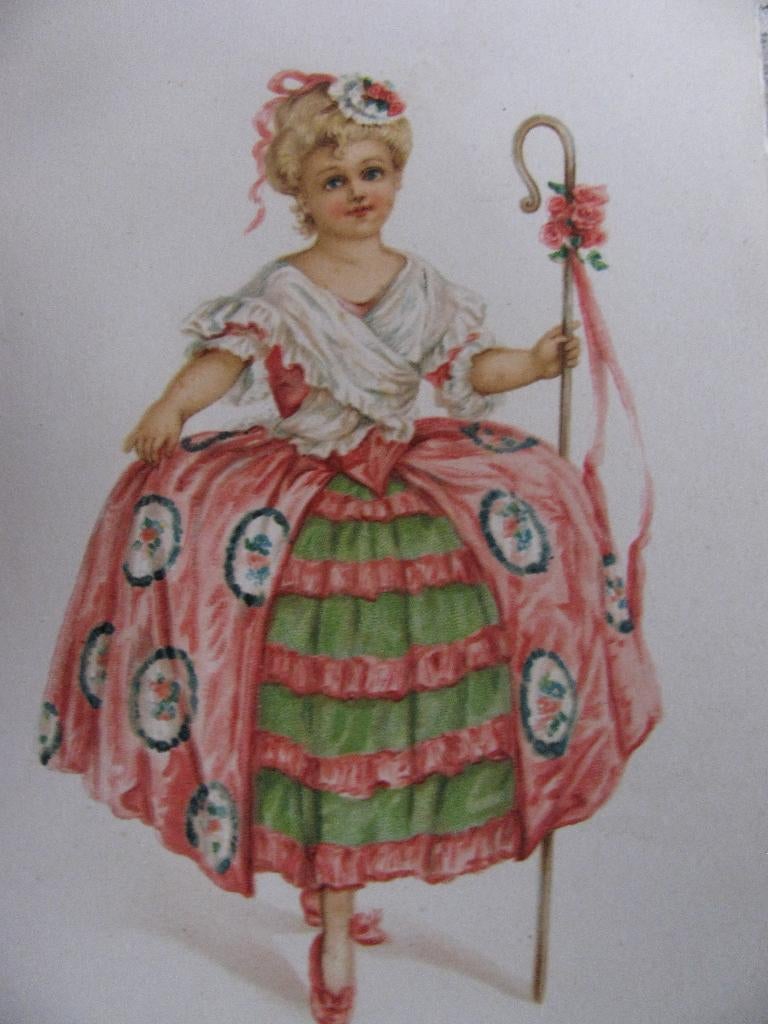 Antieke Kaart uit 1907 - Meisje met Staf, Verzenden, Voor 1920, Ongelopen, Feest(dag)