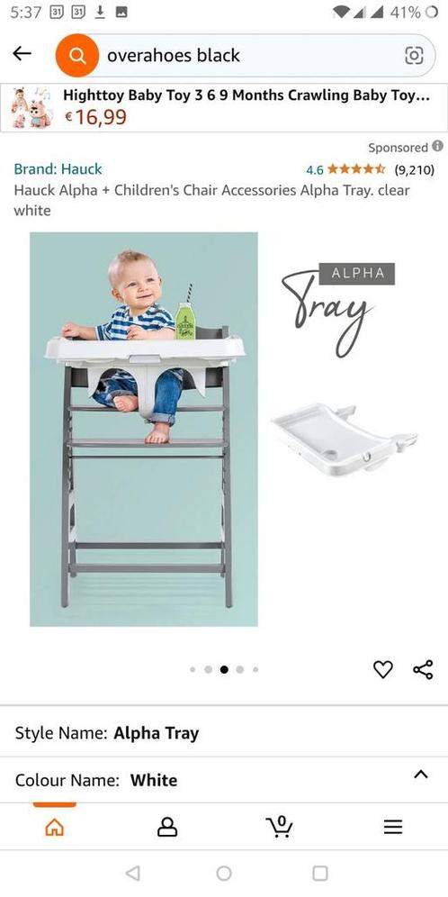 Hauck Alpha Tray Kids stoel accessorie, Kinderen en Baby's, Kinderstoelen, Zo goed als nieuw, Meegroeistoel, Ophalen