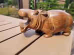 schitterende hand gemaakte houten nijlpaard 22x9,5 cm, Antiek en Kunst, Kunst | Beelden en Houtsnijwerken, Ophalen of Verzenden