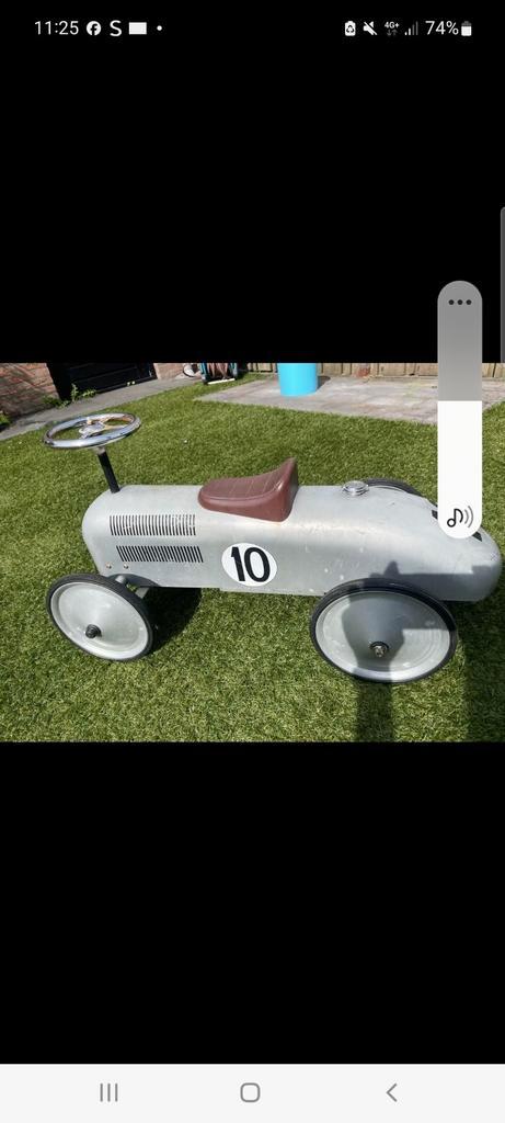 Vintage Metalen Trapauto Raceauto Nr. 10, Antiek en Kunst, Antiek | Speelgoed, Ophalen of Verzenden