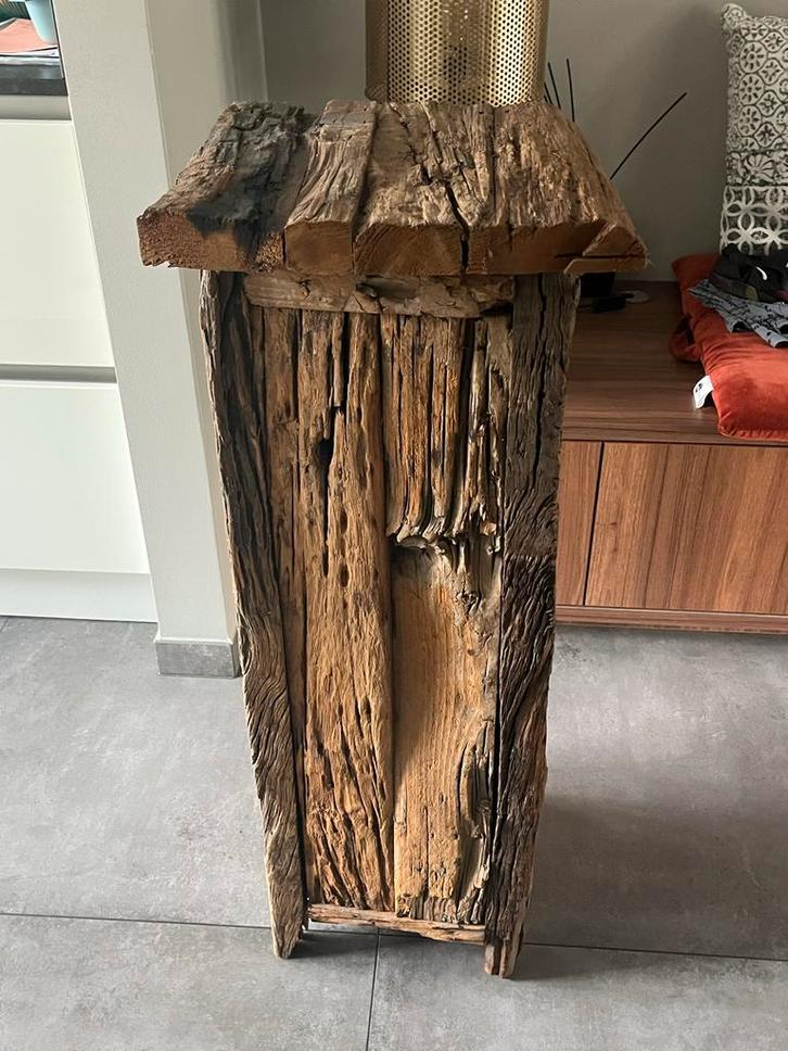 PTMD Houten Plantenzuil / Sokkel - 1 Meter, Huis en Inrichting, Woonaccessoires | Zuilen en Pilaren, Zo goed als nieuw, Ophalen