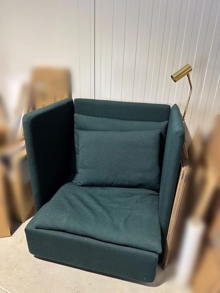 Loungestoel Kantoormodel, LED Leeslamp + USB& Stekker ingang, Huis en Inrichting, Stoelen, Gebruikt, Eén, Hout, Metaal, Stof, Overige kleuren