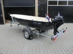 Polyester visboot met 6 pk motor en trailer, Watersport en Boten, 10 tot 30 pk, Gebruikt, Ophalen of Verzenden, 3 tot 6 meter