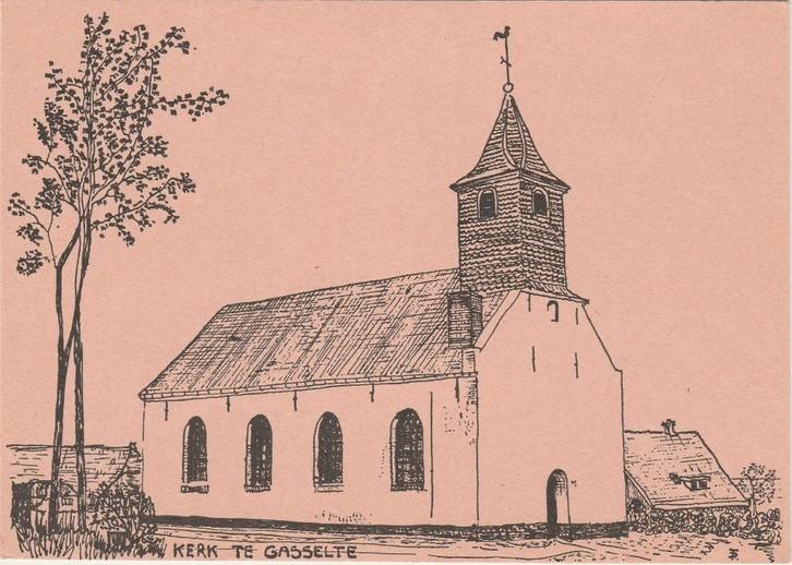 GASSELTE Kerk gr.f., Verzamelen, Ansichtkaarten | Nederland, Ongelopen, Drenthe, 1960 tot 1980, Verzenden
