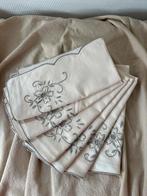 Vintage set van 6 katoenen crèmekleurige servetten, Huis en Inrichting, Tafelkleden, Ophalen of Verzenden, Zo goed als nieuw, Vierkant