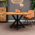 Eettafel rond en stoelen (als nieuw) 130cm mango hout, Ophalen, Zo goed als nieuw