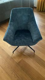 Moderne blauwe fauteuil – draaistoel, Ophalen, 75 tot 100 cm, Zo goed als nieuw, Stof