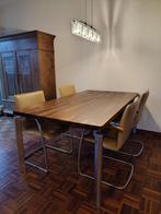 Leolux eettafel met 4 leren stoelen, Ophalen, Gebruikt, Design, 4 tot 6 stoelen