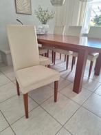 Licht Beige. Leren Eethoek Stoelen  6 stuks, Ophalen, Gebruikt