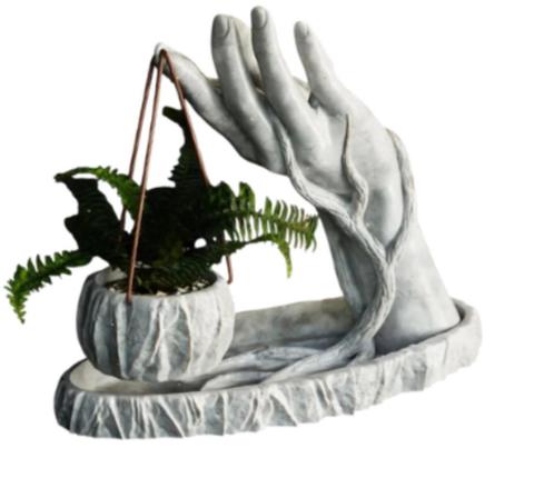Hangende bloempot aan een hand, Huis en Inrichting, Woonaccessoires | Vazen, Nieuw, Overige kleuren, Minder dan 50 cm, Kunststof