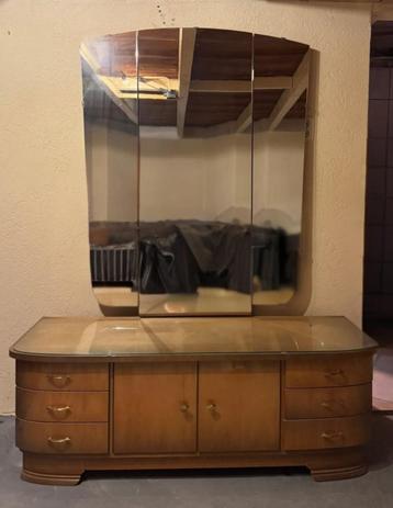 Vintage kaptafel met driedelige spiegel Art Deco stijl  beschikbaar voor biedingen