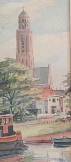 Johan Gelink Aquarel Stadsgezicht Zwolle De Peperbus, Antiek en Kunst, Ophalen of Verzenden
