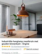 Stoere Engine Hanglamp Roest met Gouden Binnenkant, Huis en Inrichting, Lampen | Hanglampen, Gebruikt, Ophalen of Verzenden, Metaal
