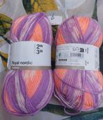 2 bollen wol gemêleerd paars/wit/oranje (Royal Nordic), Ophalen of Verzenden, Nieuw, Breien of Haken, Wol of Garen