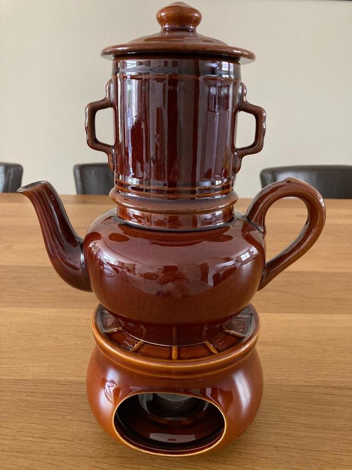 Aardewerk koffiepot met filter en stoofje, Antiek en Kunst, Curiosa en Brocante, Ophalen