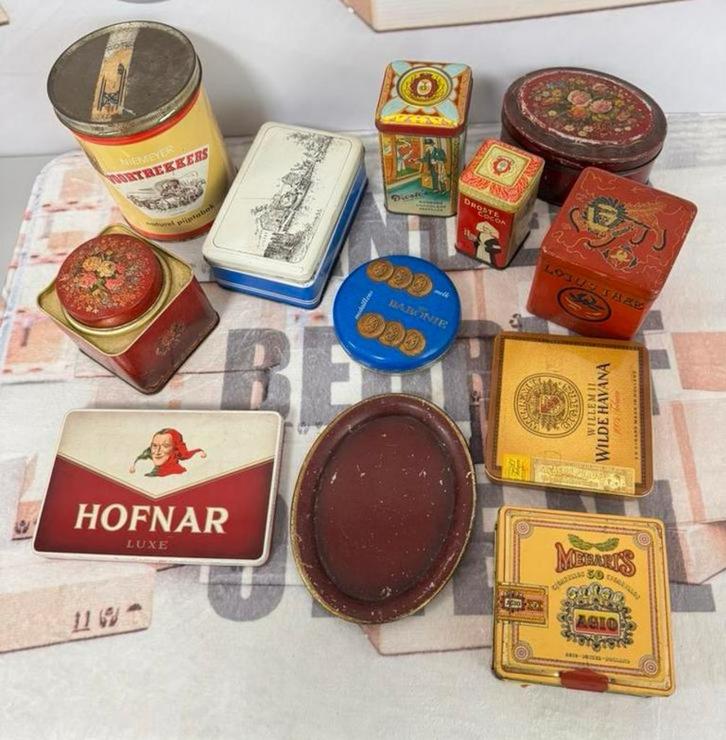 Partij Antiek blik antieke voorraad keuken Blikken opbergen, Verzamelen, Blikken, Zo goed als nieuw, Overige, Droste, Ophalen of Verzenden