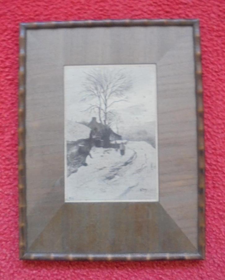 Anton Mauve.1838-1888.Winteravond in het Gooi., Antiek en Kunst, Kunst | Etsen en Gravures, Ophalen of Verzenden