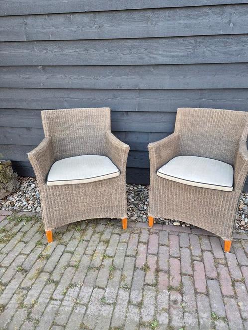 Twee rieten fauteuils, voor binnen of buiten, Tuin en Terras, Tuinstoelen, Zo goed als nieuw, Rotan, Ophalen