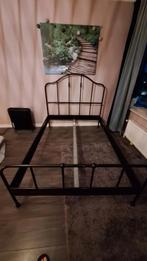 Zwart metalen bedframe Ikea Sagstua, Gebruikt, Zwart, Tweepersoons, 200 cm