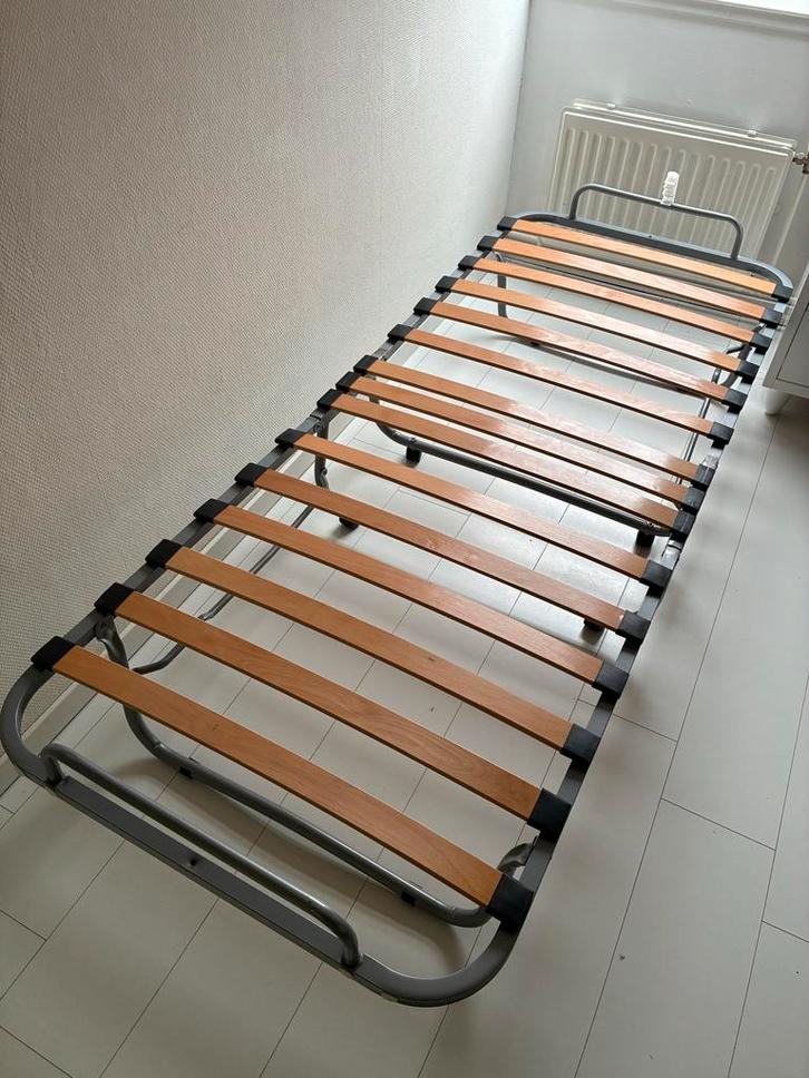 Opklapbed, Huis en Inrichting, Slaapkamer | Bedden, Gebruikt, Eenpersoons, 80 cm, 200 cm, Metaal, Grijs, Verstelbaar, Ophalen
