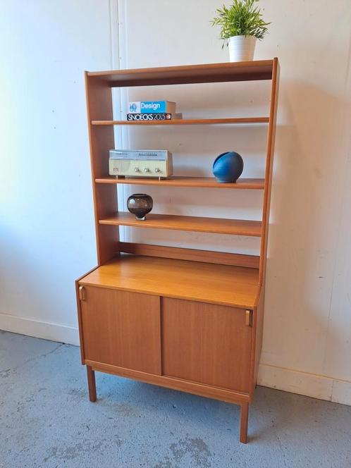 Vintage Zweedse design teak kast boekenkast, Huis en Inrichting, Kasten | Boekenkasten, Gebruikt, 50 tot 100 cm, 100 tot 150 cm