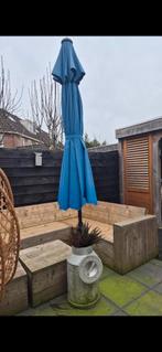 Lounge set met blauw kussens, Tuin en Terras, Ophalen, Gebruikt, Zweefparasol
