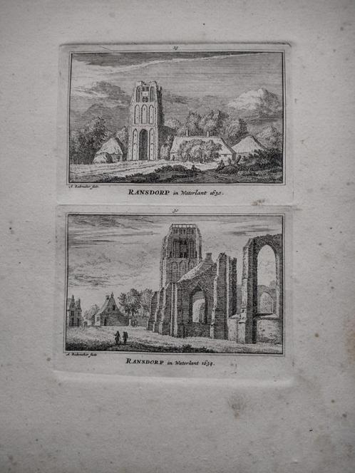 029-030 Ransdorp in Waterland Kopergravure dl 3 18e Eeuw, Antiek en Kunst, Kunst | Etsen en Gravures, Ophalen of Verzenden